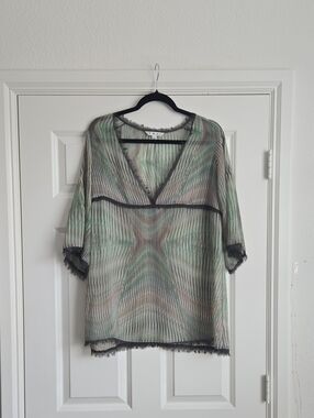 CAbi Striped Pleated Tunic Top